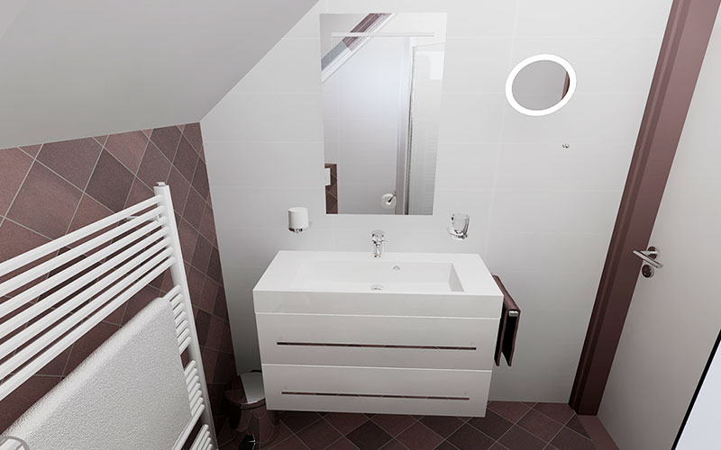 Badkamer met schuin dak Badkamer met schuin dak