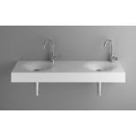 Bette Bowl wastafel dubbel incl. bevestiging 140x50cm met kraangat z. overloop wit A026000HLW2