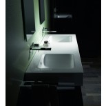 Bette One opbouwwastafel dubbel incl. bevestiging 140x53cm met kraangaten met overloopgarnituur wit A141000HLW2
