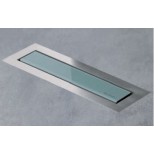 Easy Drain AquaJewels Linea Design glas glans 30cm M1 met zijuitlaat 50mm waterslot 50mm groen AJL-30-M1-50-Z4GG