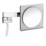 Emco scheerspiegel met LED-verlichting vierkant met snoer (factor 5) 22x22cm 2-armig chroom 109606005