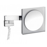 Emco scheerspiegel met LED-verlichting vierkant met snoer (factor 3) 22x22cm  2-armig chroom 109606025