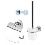 Geesa Luna toiletset compleet met rolhouder met klep, borstelgarnituur en ophanghaak chroom 5500110