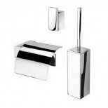 Geesa Modern Art toiletset: closetrolhouder met klep, closetborstelgarnituur en jashaak chroom 3500110