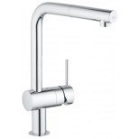 Grohe Minta 1-gats keukenkraan met draaibare L-uitloop met uittrekbare perlator chroom 32168000