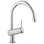 Grohe Minta 1-gats keukenkraan met draaibare ronde uitloop met uittrekbare perlator RVS look 32918DC0