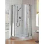 Kermi Atea douchecabine kwartrond met pendeldeuren en vastsegment 100x185cm radius 50cm glanszilver/helder ATP5010018VAK