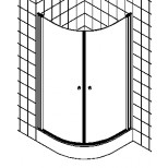 Kermi Atea douchecabine kwartrond met pendeldeuren 90x185cm radius 55cm glanszilver/helder ATV5509018VAK