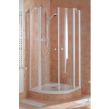 Kermi Ibiza-2000 douchecabine kwartrond met vaste segmenten met pendeldeuren z. profiel 100x185cm matzilver/helder I2O20101181AK