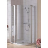 Kermi Ibiza-2000 douchecabine kwartrond met vaste segmenten met draaideur 100x185cm links matzilver/helder I2S2L101181AK