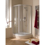 Kermi Ibiza-2000 douchecabine kwartrond met vaste segmenten met schuifdeuren 100x185cm matzilver/helder I2T20101181AK