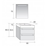 Riho Smartline meubelset 60cm inclusief spiegel en verlichting wit SM060D00D00S01