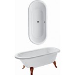 Villeroy & Boch Hommage kunststof bad quaryl vrijstaand ovaal met houten poten 177x77cm wit UBQ180HOM7V01