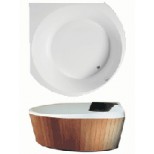 Villeroy & Boch LuXXus kunststof hoekbad quaryl 190x190cm met badpaneel teakhout wit UBQ145LUX3LHV01